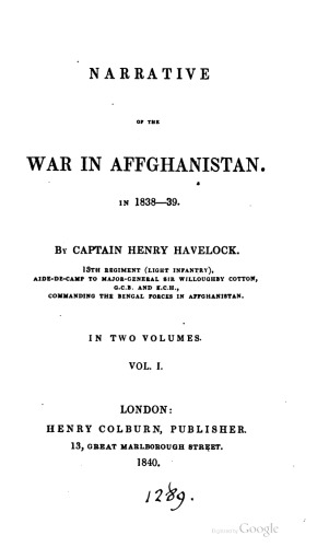 Narrative of the War in Afghanistan 1838-39