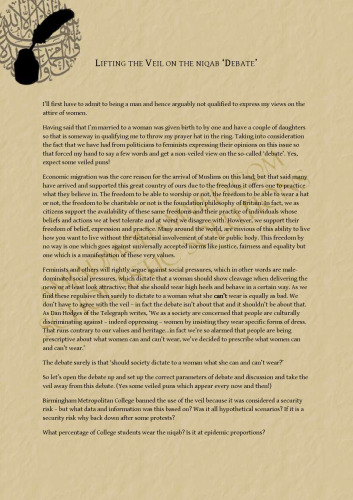 Lifting the Veil on the Niqab 'Debate'