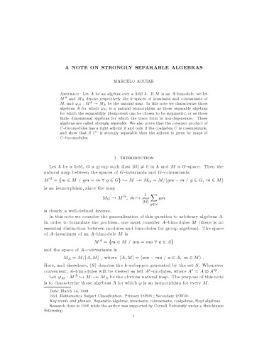 A note on strongly separable algebras [preprint]
