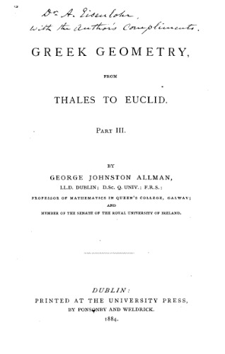 Greek geometry. From Thales to Euqlid