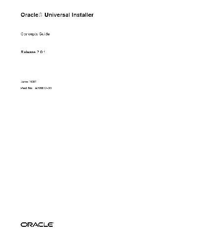 Oracle Universal Installer. Concepts Guide