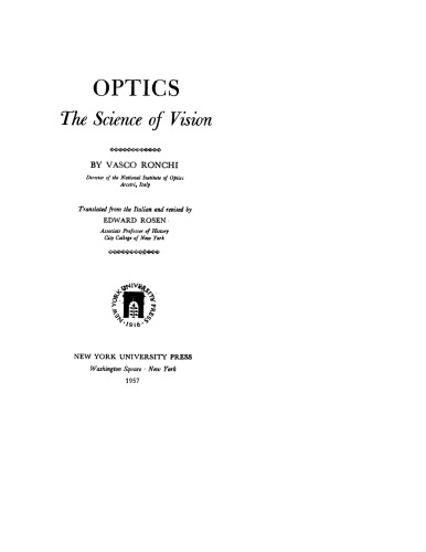 Optics, the science of vision
