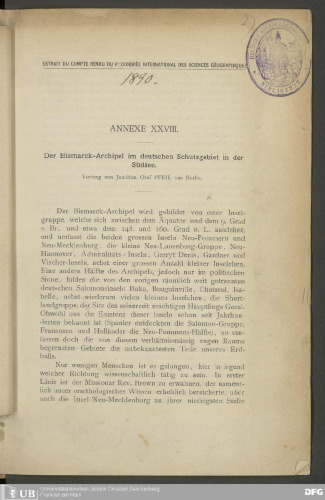 Der Bismarck-Archipel im deutschen Schutzgebiet in der Südsee