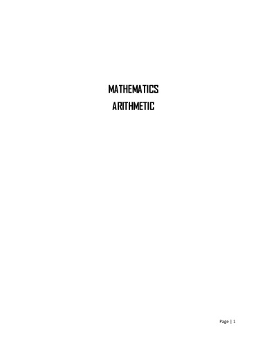 Mathematics basis for Arithmetic: Addition, subtraction, multiplication and division and numbers
