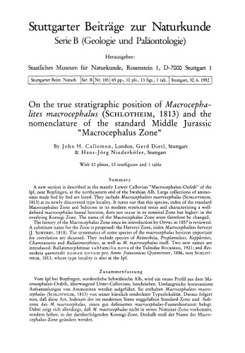 On the true stratigraphic position of Macrocephalites macrocephalus (Schlotheim, 1813) and the nomenclature of the standard Middle Jurassic “Macrocephalus Zone”