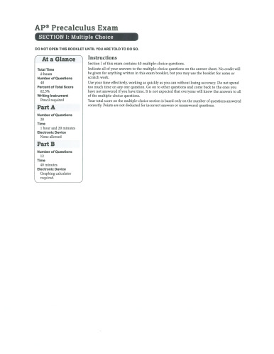 College board AP Precalculus practice exam 2024