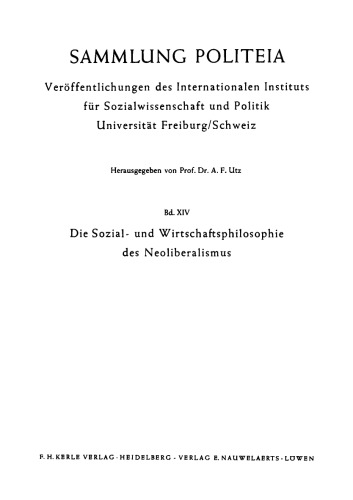 Die Sozial- und Wirtschaftsphilosophie des Neoliberalismus