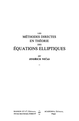 Les methodes directes en theorie des equations elliptiques