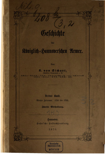 Geschichte der Königlich-Hannoverschen Armee / 1756 bis 1789