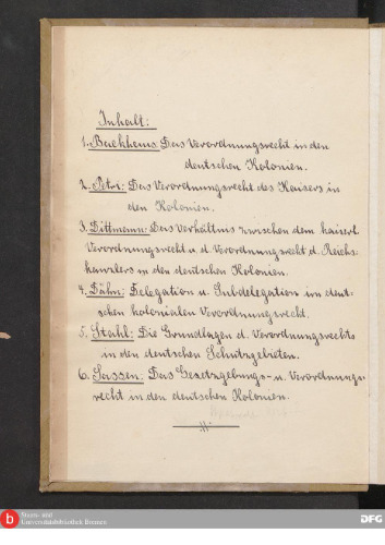 Das Verordnungsrecht des Kaisers in den Kolonien
