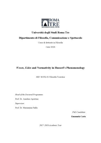 Wesen, Eidos and Normativity in Husserl’s Phenomenology