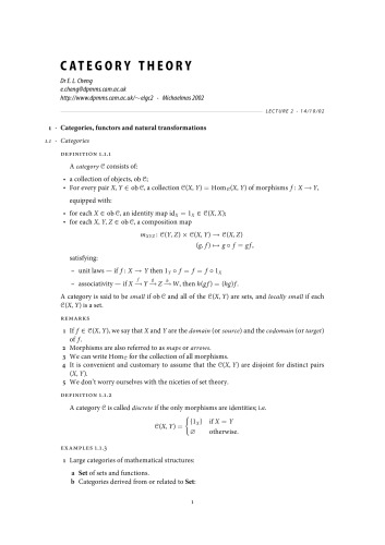 Category Theory [Lecture notes]