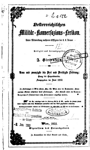 Österreichisches Militär-Konversations-Lexikon / H-K