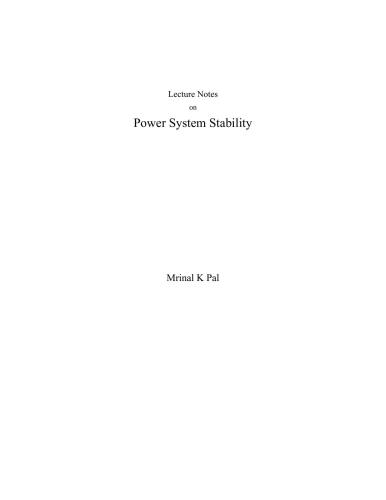 Lecture Notes on Power System Stability