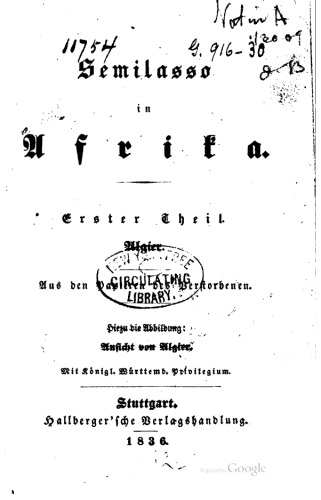 Semilasso in Afrika; aus den Papieren des Verstorbenen