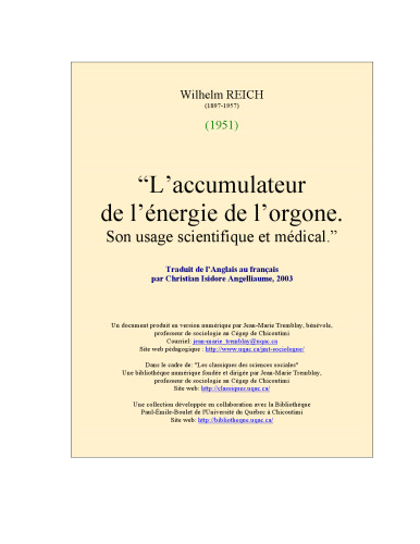 L'accumulateur de l'énergie de l'orgone