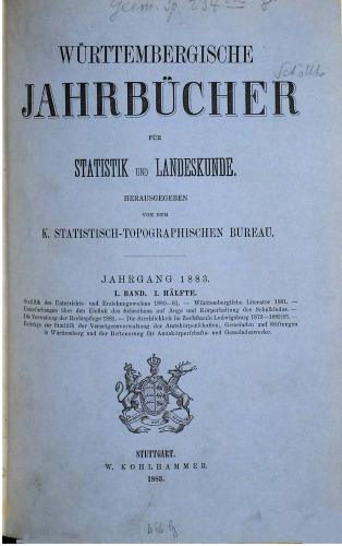 Württembergische Jahrbücher für Statistik und Landeskunde