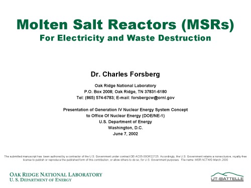 Molten Salt Reactors [pres. slides]