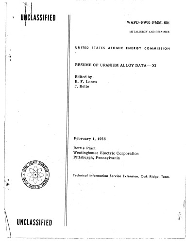 Resume of uranium alloy data - XI