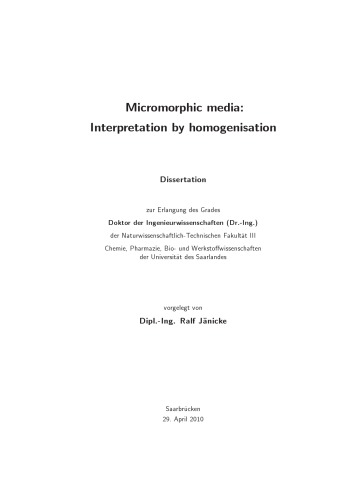 Micromorphic Media: Interpretation by Homogenisation [PhD diss]