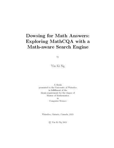 Exploring MathCQA with a Math-aware Search Engine