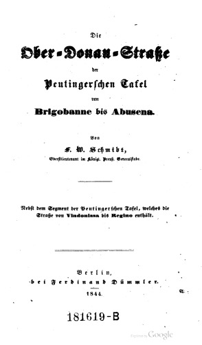 Die Ober-Donau-Straße der Peutingerschen Tafel von Brigobanne bis Abusena