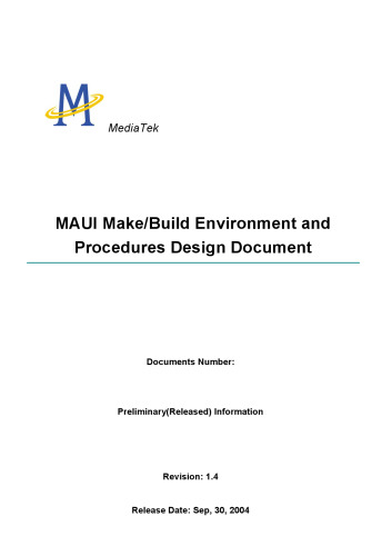 MAUI Make/Build Environment and Procedures Design Document