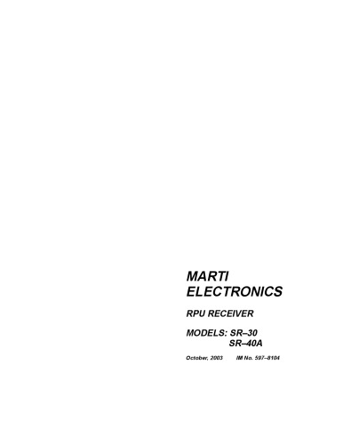 MARTI SR-30, 40A RPU Receiver (broadcast radio)
