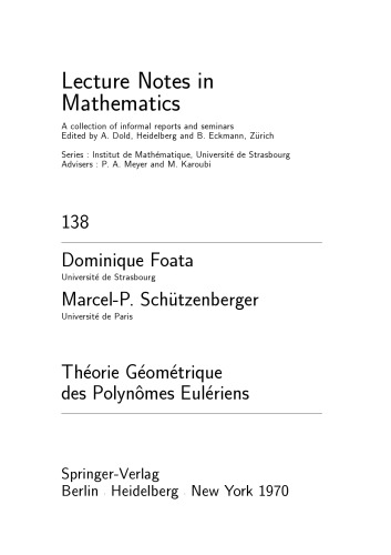 Théorie Géométrique des Polynômes Eulériens