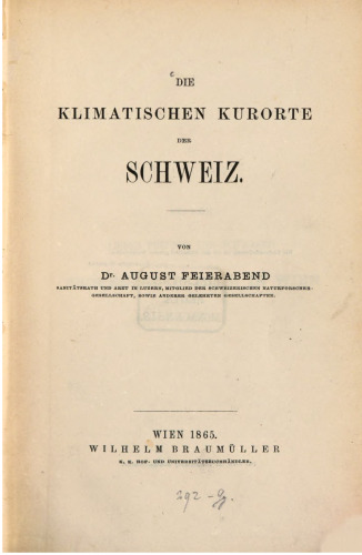 Die klimatischen Kurorte der Schweiz