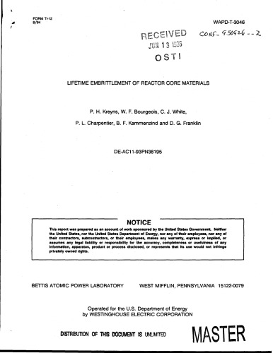 Lifetime embrittlement of reactor core materials