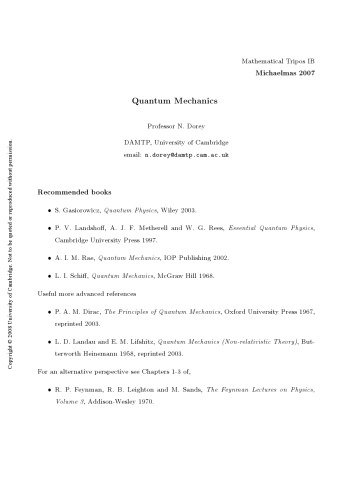 Quantum Mechanics