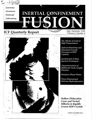 Inertial Confinement Fusion [quarterly rpt Jul-Sep 1994]