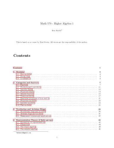 Higher Algebra 1 [Lecture notes]