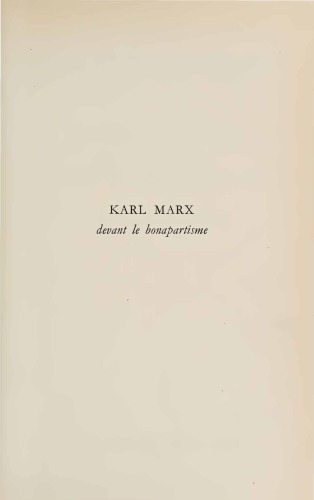 Karl Marx devant le bonapartism