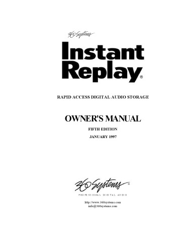 360 SYSTEMS DR550 Instant Replay (rapid access digital audio storage)