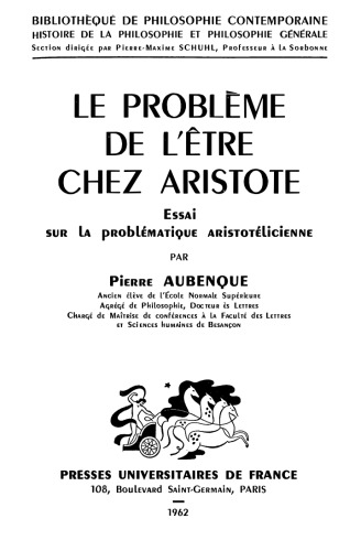 La Problème de L’Être chez Aristotle