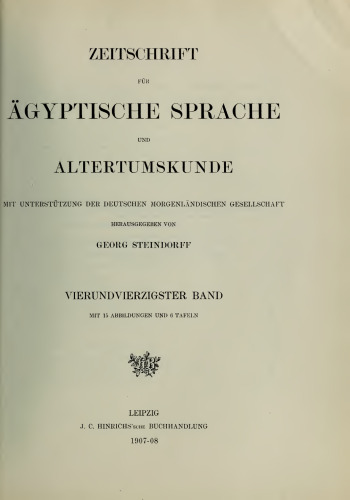 Zeitschrift für Ägyptische Sprache und Altertumskunde