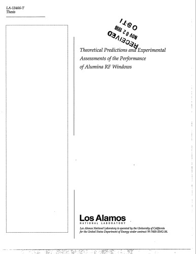 Performance of Alumina RF Windows [theor., exper.] [thesis]