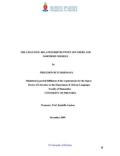 The linguistic relationship between Southern and Northern Ndebele