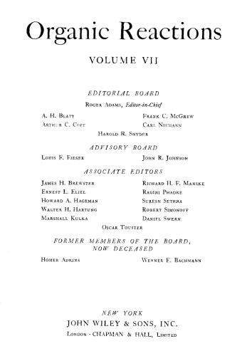 Organic Reactions [Vol VII]