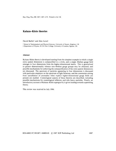 Kaluza-Klein Theories