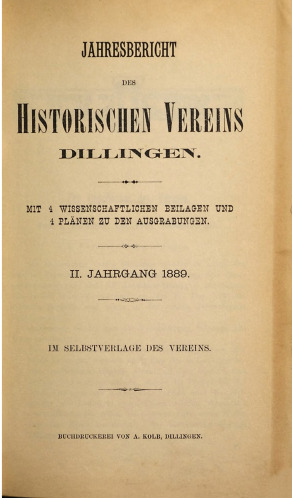 Jahresbericht des Historischen Vereins Dillingen