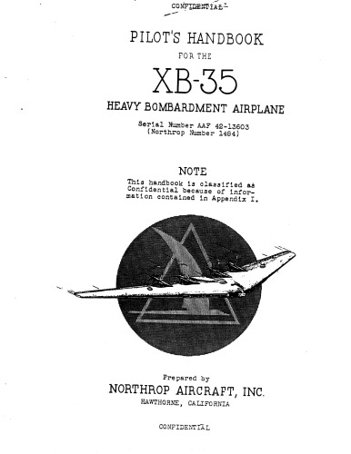 Pilots handook for the XB-35 heavy bombardment airplane