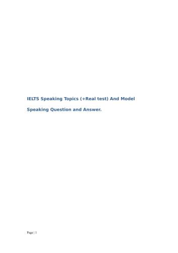 IELTS speaking topics(+real test) and model