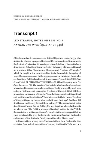 LEO STRAUSS Transcripts on Religion