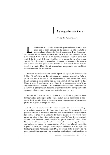 Aletheia, n°15, Juin 1999 Le mystère du Père