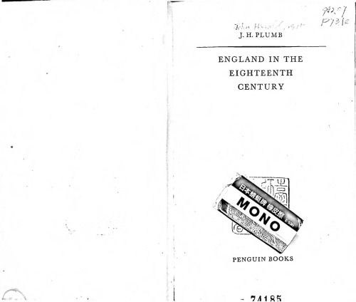 England in the eighteenth century, (The Pelican history of England)