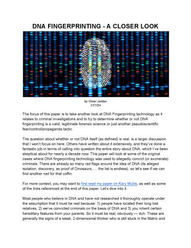 DNA Fingerprinting : Hoax and Fraud - A closer Look