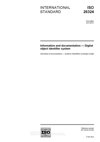 ISO 26324:2012, Information and documentation — Digital object identifier system